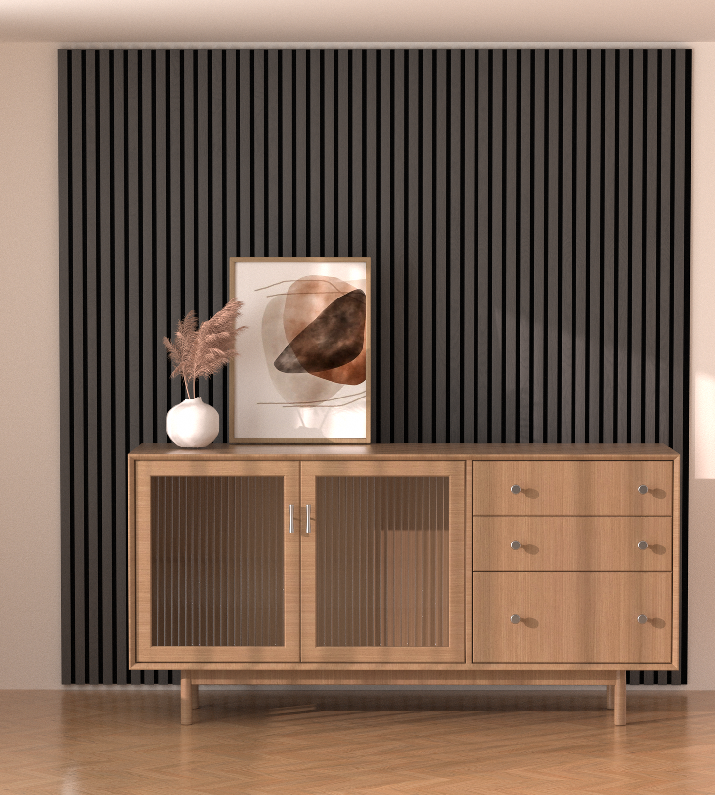 PANNEAUX ACOUSTIQUE CHÊNE TEINTE NOIR 60x240cm