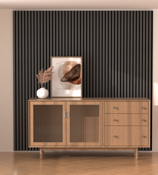 PANNEAUX ACOUSTIQUE CHÊNE TEINTE NOIR 60x240cm